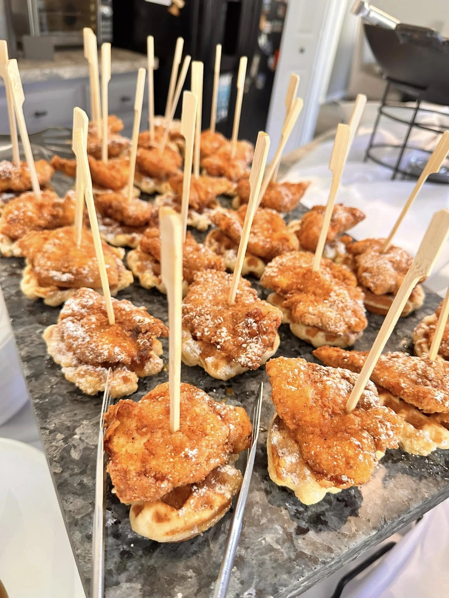 Bite-sized appetizers served with wooden picks